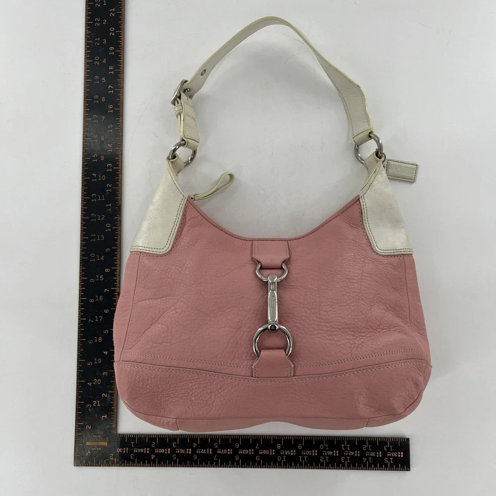 Retired Coach Hobo Bag Pebble Leather Petal Barbie Gum Pink White Colorblock